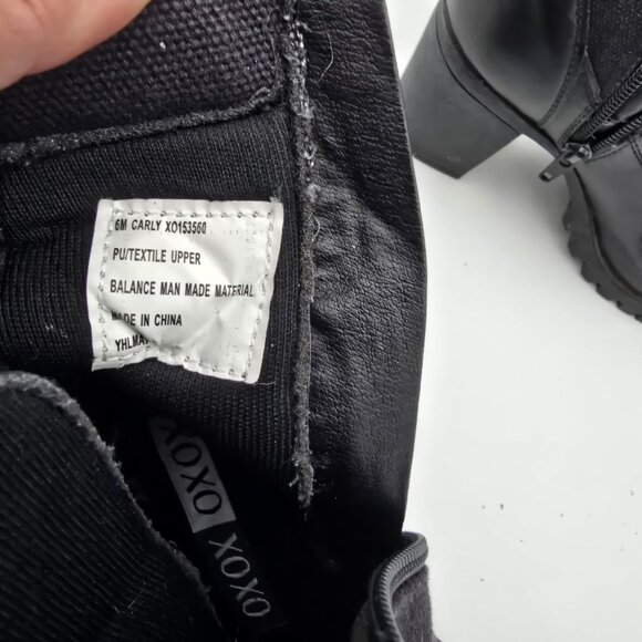 XOXO Womens Black Lace-Up Ankle Boots Size 6 PU/Textile - Picture 6 of 10